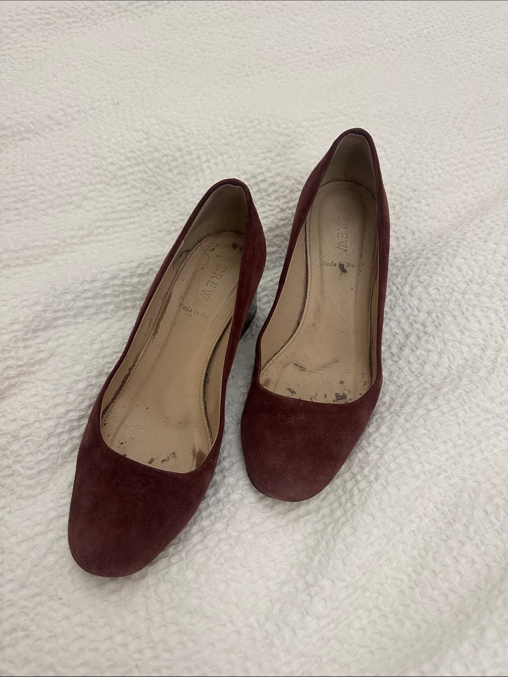 J. Crew Burgundy Suede Rounded-Toe Heels